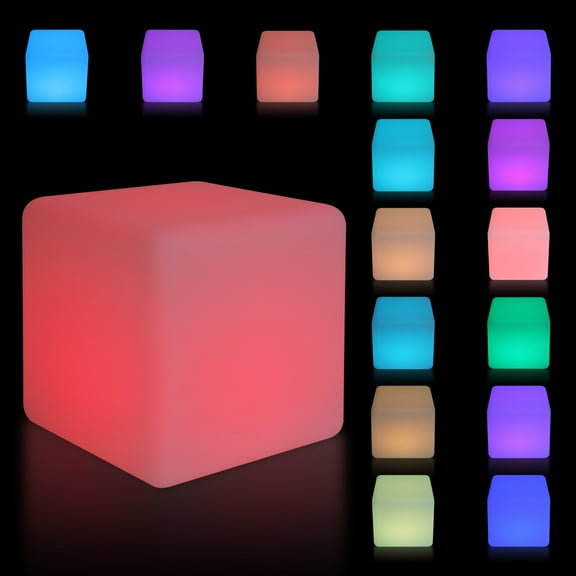 FOGGBET Cube LED RGB 16 Color Changing Light Stool Outdoor Indoor Patio Party Chair Seat