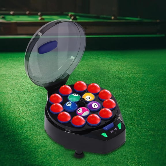 FOGGBET 16 Balls Automatic Pool Balls Cleaner Billiard Ball Polisher for Billiard Manufacturers LCD Display 2000RPM Black Round 18.11*14.17*9.45"