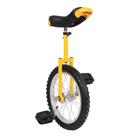 FOGGBET 16in Unicycle Balance Exercise Training Wheel Unicycle 110lbs for 7-60 Years Old,Exercise, Fun and Entertainment, Circus Performances, Yellow,set the height between 28 and 32 inches