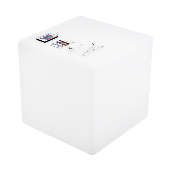 FOGGBET 17in Portable LED Cube Chair Light,16 RGB Color Change LED Glowing Cube Stool Chair with Remote, Rechargeable Remote Control Waterproof Chair for Outdoor,(18.11*18.11*17.72 in).