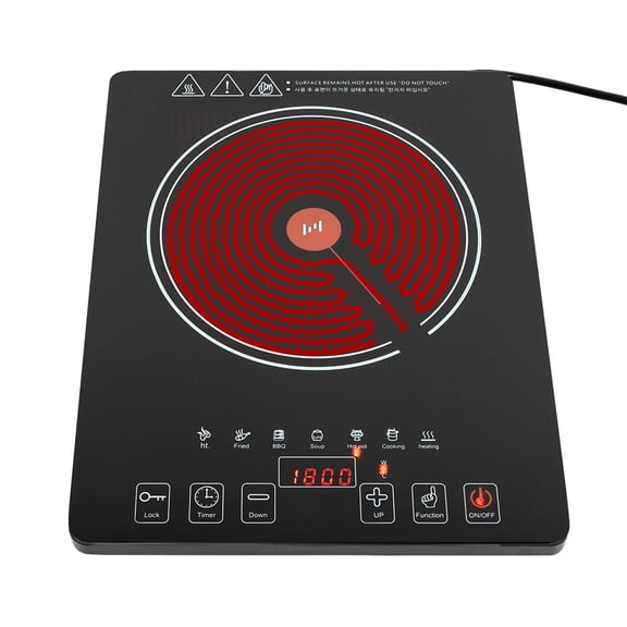FOGGBET 1800W 8 Gears Electric Cooktop Burner Cooktop Stove Top Built In Countertop LED Touch,110V 14.2*11.02*2.5in for Kitchens, Dormitories, Offices, Hotels