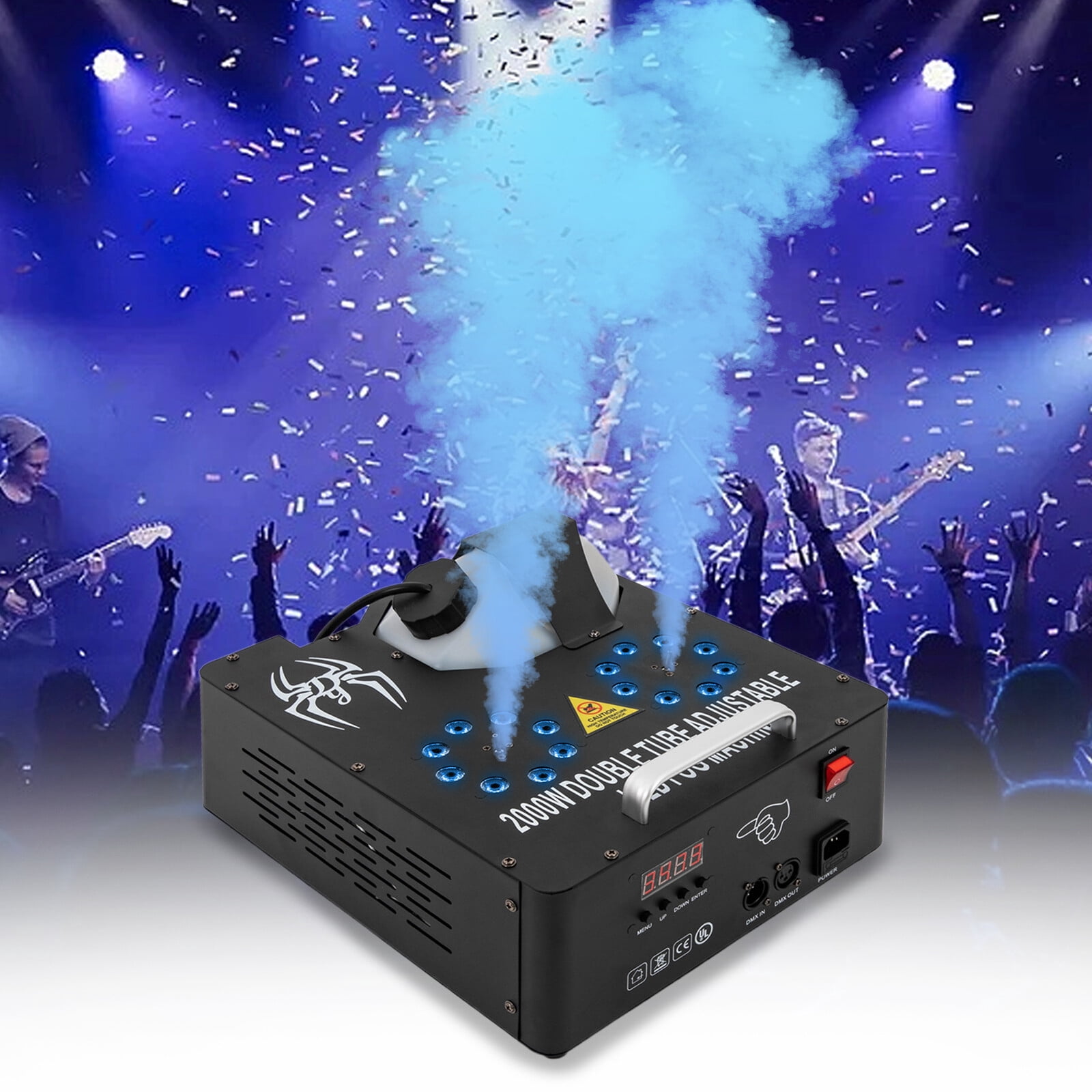FOGGBET 2000W Fog Smoke Machine LED RGB Stage DJ Fogger Smoke Effect Multi-Color Remote