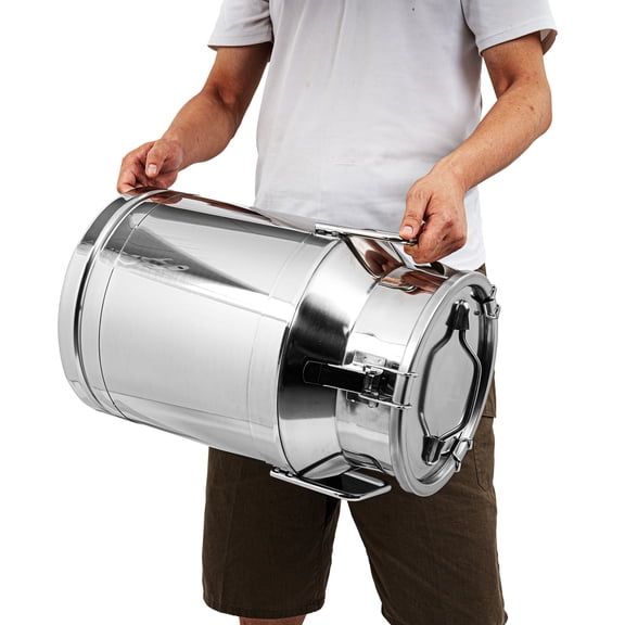 FOGGBET 201 Stainless Steel Milk Can with Lid Silver 30L/8gal for Storing Liquids and Solids 12.6*10*18.9inch,12.6in diameter,for use in kitchens, dining rooms, countertops