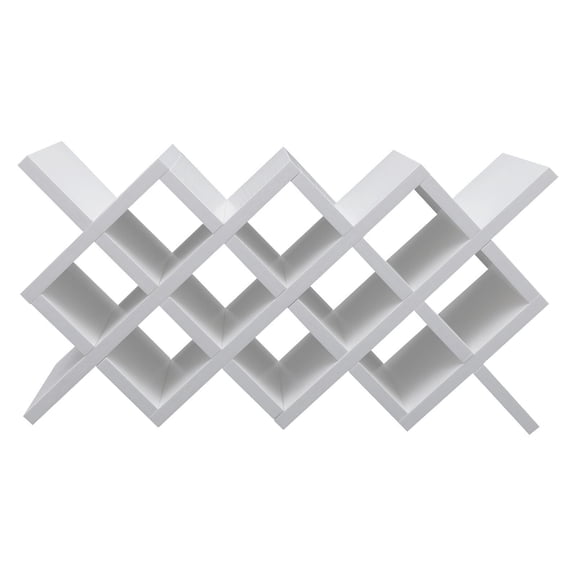 FOGGBET 22.6'' 10 Grids Wine Lattice Rack Countertop Kitchen Storage Shelf Free Standing Glass Bottle Organizer Display Holder Lattice Side Length 3.15in White