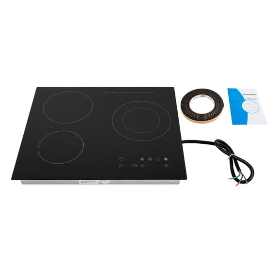 FOGGBET 3 Burner Electric Cooktop 110v, 23 Inch Portable Stove Cooktop with LED Display, Child Safety Lock and Timer, 2600W 9 Power Level Electric Ceramic Built-in Stovetop, Hard Wire