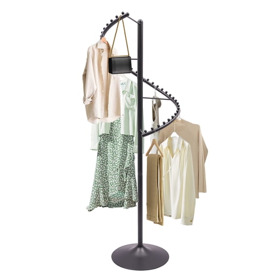 FOGGBET 360 Spiral Retail Costumer Heavy Duty Garment Rack with 38 Ball,Black iron 1.8m,for Retail Stores, Bedroom, Living Rooms
