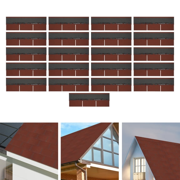 FOGGBET 39.37*13.11inch Red Roofing Shingles Asphalt Shingles Roof Tiles 21 Pcs Asphalt Roof Shingles 2.7mm