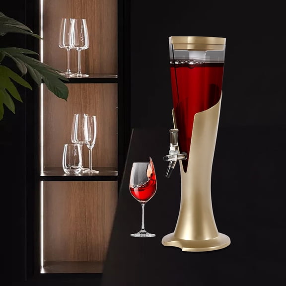 FOGGBET 3L Beer Tower Dispenser with Colorful Ice Light for Party and Home Use Golden