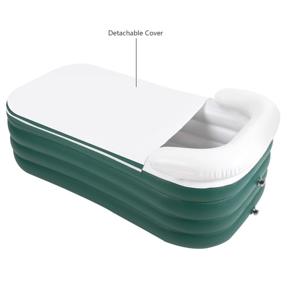 FOGGBET 4-Layer Portable Inflatable Ice Bath Tub 122*52*57cm, 220lbs Load Foldable PVC Spa Tub with 130W Electric Pump for Indoor Outdoor RV Use