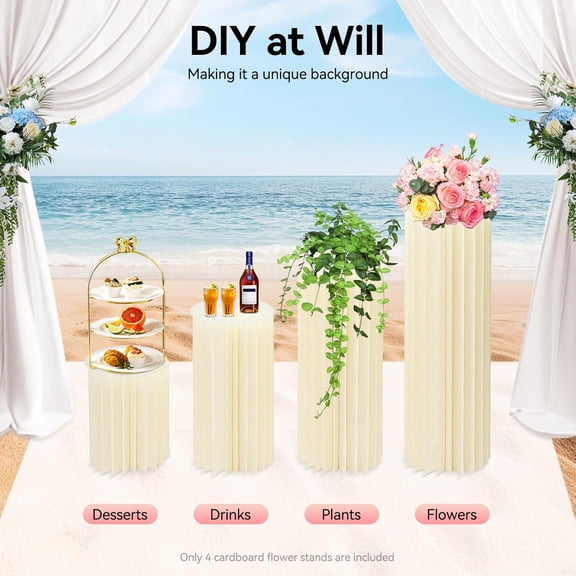 FOGGBET 4 Pcs White Round Flower Stand Set, Perfect for Wedding Aisle Guide & Commercial Celebration Decoration