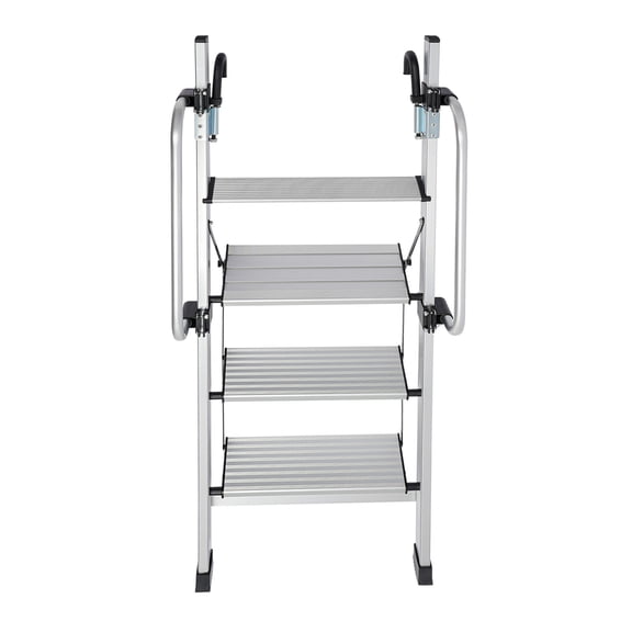 FOGGBET 4-Step Aluminum Alloy Bunk Bed Ladder with Adjustable Handrail, Non-Slip Wide Pedals,Foldable Design,330lb Load Capacity,Vertical Height 1-1.2m/3.28-3.94ft,Easy Installation for Kids & Adults