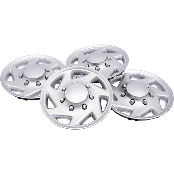 FOGGBET 4PCS Hub Caps Van Full Wheel Covers for Ford E250 E350 E450 Econoline 1999-2018 16" Steel Wheel Covers Hubcaps Wheel Covers Hub Caps Rim Simulators Silver
