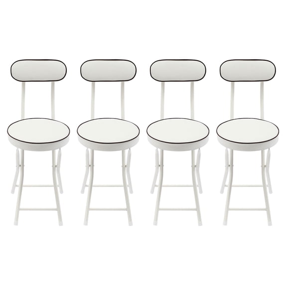 FOGGBET 4pcs 48cm Bar Stool, Upholstered Counter Stool Portable Folding Kitchen Dining Chair,Each Chair Load Capacity 275.58lbs,for Bar Table Dining, Camping, White