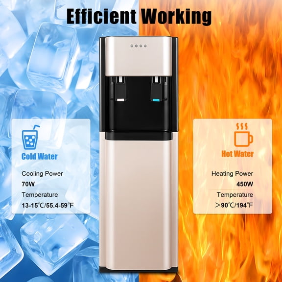 FOGGBET 5 Gallon Bottom Load Water Dispenser, Hot & Cold Water Dispenser for Home/Office Use