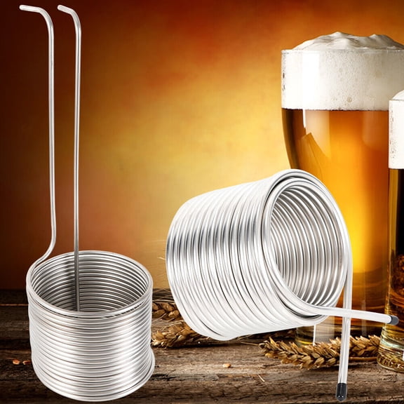 FOGGBET 50' Mini Wort Chiller, 2 layers Coil Stainless Steel Home Brewing Beer Cooling Immersion, Wort Chiller Gepphill, Food Grade Water Chiller for Ice Bath Beer Brewing Tubing Coil