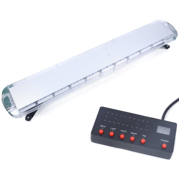 FOGGBET 51" 96 Led Strobe Light with Digital Display Switch Warning Light Trailer Response Strobe Light Strip Kit Strength Emergency Warning Light (Amber/White) for 12-24V Car Trailer Roof Safety