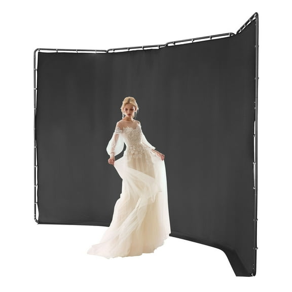 FOGGBET 7.87x13.12ft Large Black Screen Backdrop with Stand Portable Photo Background Support System for Photography Studio Live Streaming Parties Stage with Carry Bag (Black)