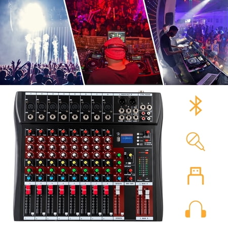 FOGGBET 8 Channel USB Bluetooth Live Studio Audio Mixer Power Mixing Console Board w/USB