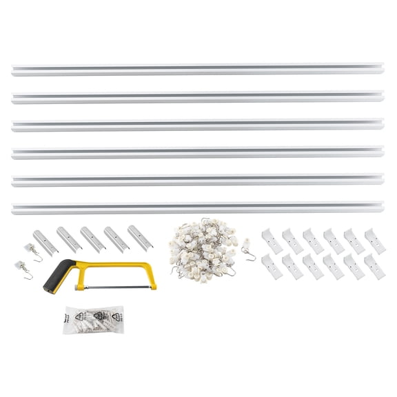 FOGGBET Adjustable Ceiling Curtain Track System 12Ft -18Ft,bear up to 2.2 lbs of weight,Wall Mounted Curtain Rail with Hooks for Home Office Dorm
