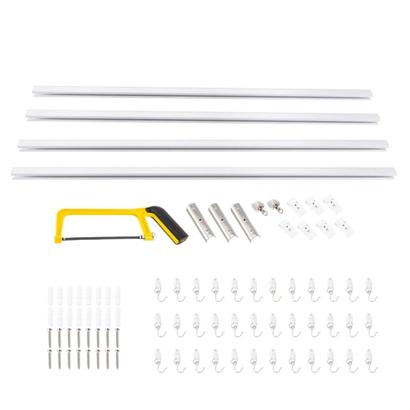 FOGGBET Aluminium Curtain Track Kit with Hooks 9ft-12ft Scalable Ceiling Mount for Space Single Hook Capacity 1kg/2.2lbs,for Living Room, Bedroom, Bathroom, Hospital, and More