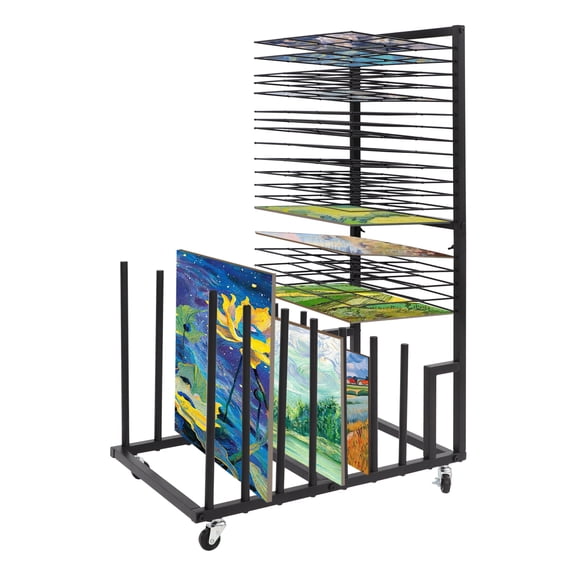 FOGGBET Art Canvas Storage Rack, Artwork Storage Stand with 20 Removable Shelves and Wheels, for Canvas Boards, Panel, Drawing Board, Crafts Drying