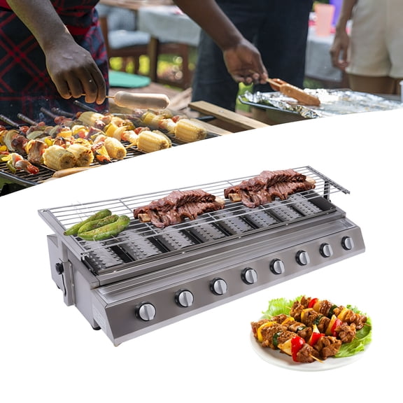 FOGGBET BBQ Gas Grill Stainless Steel Patio Garden Barbecue Grill for Barbecue Restaurants 40.94*15.7*7.9" Silver