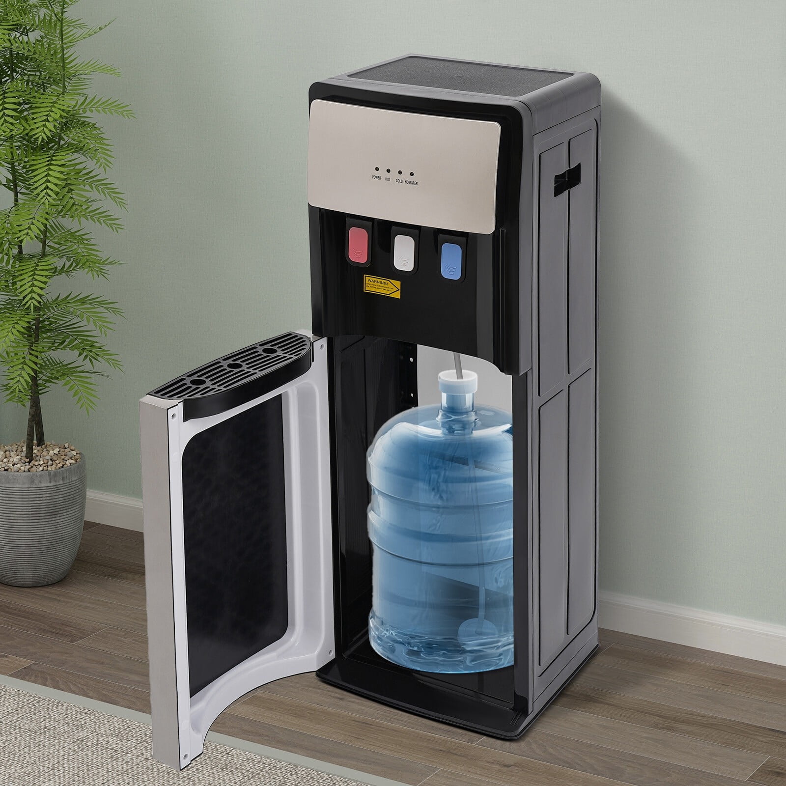 FOGGBET Bottom Loading Water Cooler Dispenser, Silver Grey, Hot & Cold Standing Water Dispenser for Daily Use