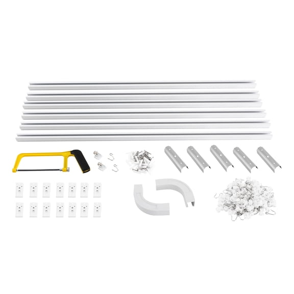 FOGGBET Ceiling Curtain Track, Room divider Ceiling Track set for Curtains with hooks, Corner Connectors(Set of 2) and top brackets Curtain Rail System (12-18 ft Track Set)