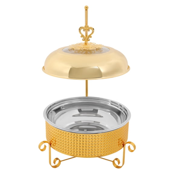 FOGGBET Chafing Dish, 10L Gold Hanging Lid Chafer, Alcohol Burner, Stainless Steel Polished, Large Capacity, for Wedding Hotel Outdoor