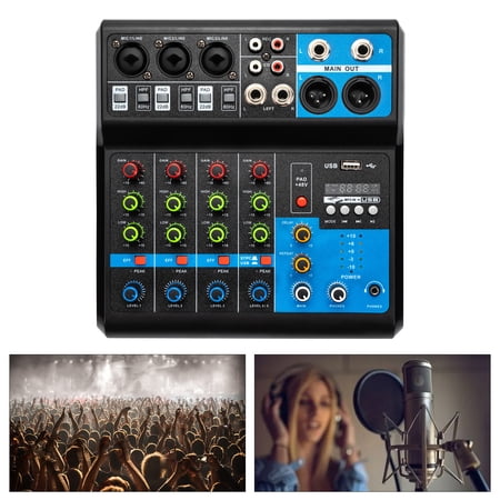 FOGGBET DJ Mixer 5 Channel Mini Audio Mixer Sound Board Console 48V Phantom Power Live DJ Studio Streaming Sound Mixers for Professional Recording Party KTV Stage (5 Channel Mixer)