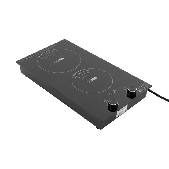 FOGGBET Dt2w-1 2 Burner 110V 3000W Plug-in Electric Ceramic Stove Top, LED Display Countertop Radiant Cooktop with 10 Power Levels, Touch & Knob Control, Safety Lock, Automatic Shutdown