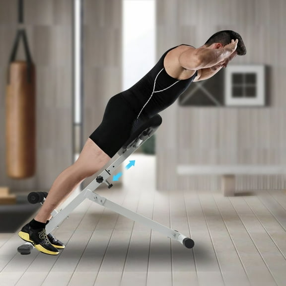 FOGGBET Foldable Hyper Back Extension Roman Chair, 39-45in Adjustable Hyper Extension Bench Abdominal Workout Machine Sit Up Bench Full Body Exercise Core & Abdominal Trainers