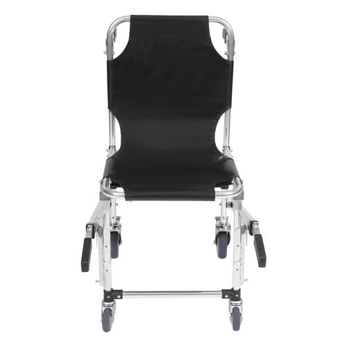 FOGGBET Foldable Stair Chair EMS Evacuation Chair Medical 4 Wheels Transport Wheelchair,Load-Bearing Capacity 160kg/352.74lbs,Black Aluminum Alloy 45x58x93cm