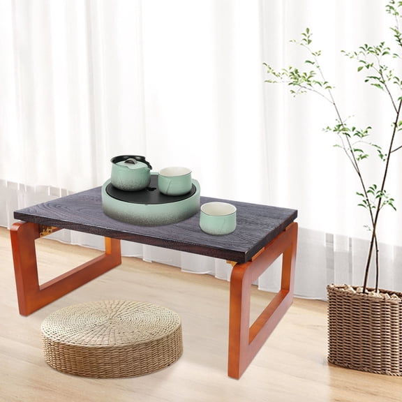FOGGBET Foldable Wooden Coffee Table, Asian Style, Vintage Lower Tea Table for Picnic