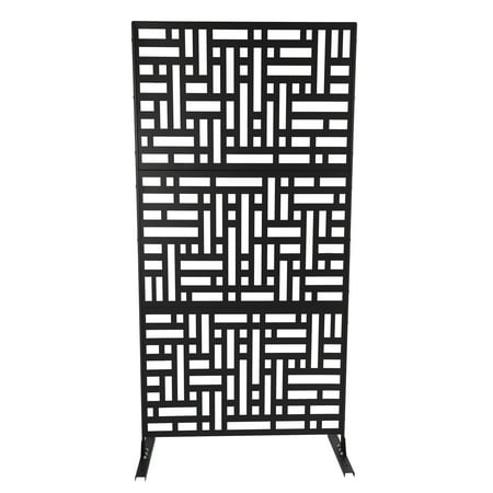 FOGGBET Freestanding Metal Privacy Screen,36" W x 74" H,H-shaped base,triangular structure,and heavy metal(46.3lbs),Outdoor Privacy Screens&Panels Divider with Stand for Balcony,Garden,or Backyard