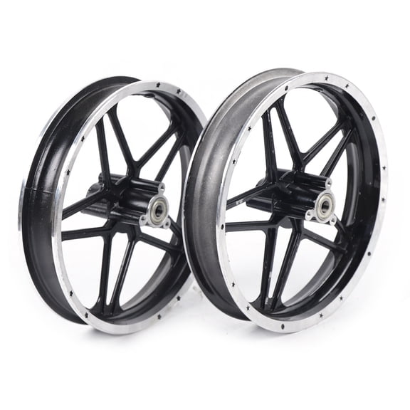 FOGGBET Front and Rear Wheel 2.50-10 Tire Rim Hub For 2 Stroke 49-50cc E-Bike Mini Pocket Dirt Bike Motorcycle Aluminum Wheel Tire Rim Hub, Black (Front+Rear)