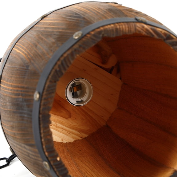 FOGGBET Hanging Light Wine Wood Barrel Pendant Light Fixture Ceiling Lamp Bar Cafe Light