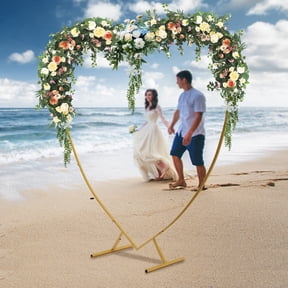 FOGGBET Heart Arch Rack 22.1m Gold Metal Wedding Backdrop for Decorations Wedding ,Gold
