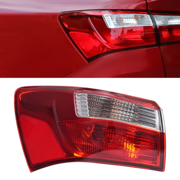 FOGGBET Left Outer Signal Stat Light for 2012-2017 Kia Rio LX EX SX LX+ Sedan, Halogen Tail Lamp with Harness, Acrylic ABS Material