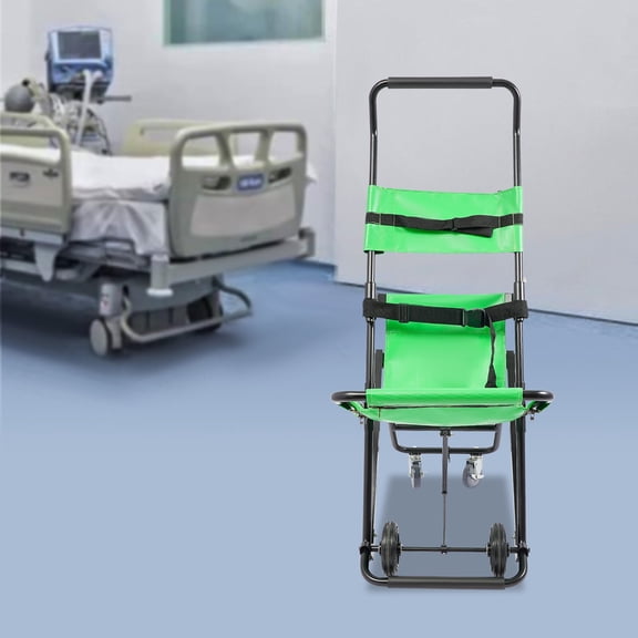 FOGGBET Lift Stair Chair, Aluminum Alloy Stair Chair Transport Chair, Portable Patient Stretcher for Staircase, Foldable Medical Emergency Evacuation Chair,Green