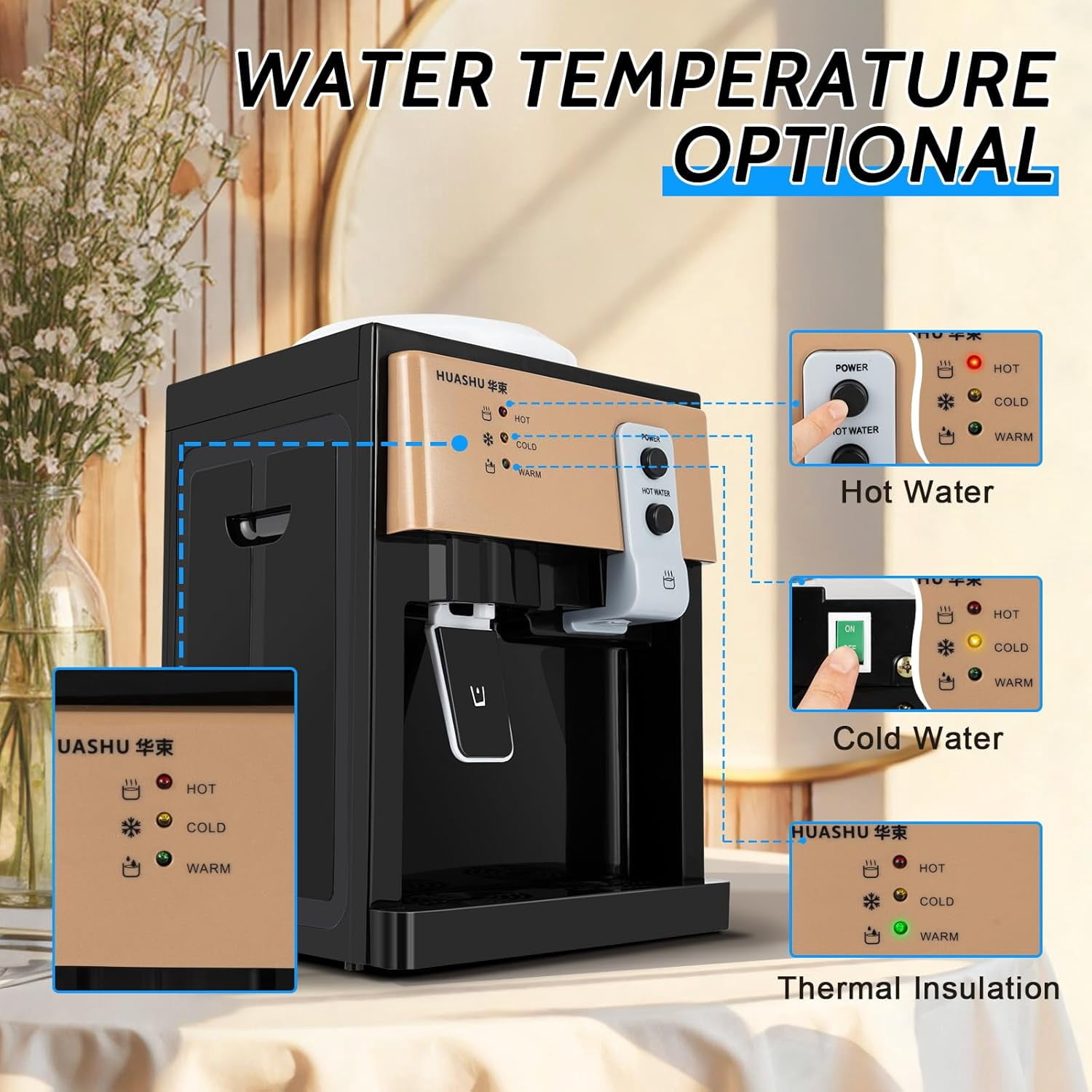 FOGGBET Loading Small Electric Water Cooler Dispenser 5-Gallon Cold and Hot Water Dispenser Top 550W