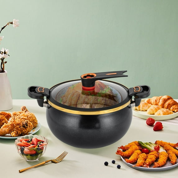 FOGGBET Micro Pressure Cooker with See-through Lid Standing,Crock Pot with Twist & Lock Handles,8.45 Quart Micro Pressure Cooker