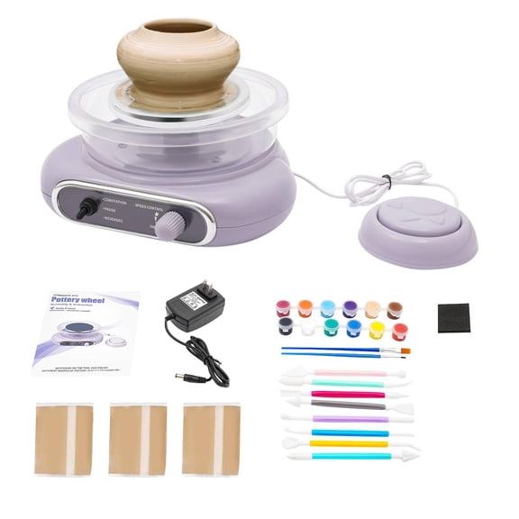 FOGGBET Professional Pottery Wheel Kit with Foot Pedal, 4.7 Electric Clay Wheel, Adjustable Speed Ceramic Making Machine with 8 Sculpting Tools