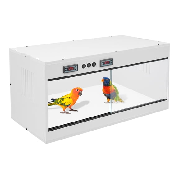 FOGGBET Reptile Terrarium PVC, 31.5x15.75x15.75 Inch Reptile Enclosure with Dual Zone Thermostat, Tempered Glass Door & Ceramic Sockets, Temperature Range Below 104,for Snake Bearded Dragon Gecko
