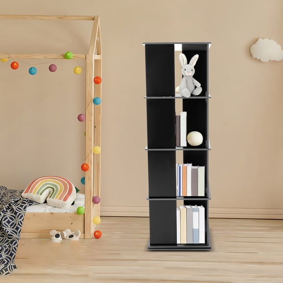 FOGGBET Rotating Bookshelf, 360 Revolving Bookcase, Black Display Book Shelf For Placing In The Living Room, Balcony, Children'S Room