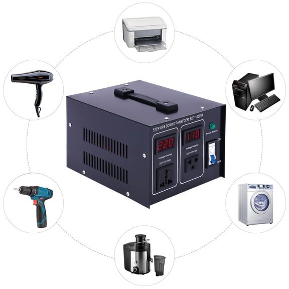 FOGGBET SDT-1000VA 2 Step UP/Down Transformer with 4output sockets 220V to 110V 1000W 120 - 240 Voltage Converter LED