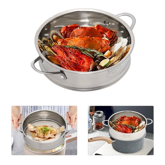 FOGGBET Stainless Steel Steamer 1 Tier Meat Vegetable Cooking Steam Pot Kitchen Steamer
