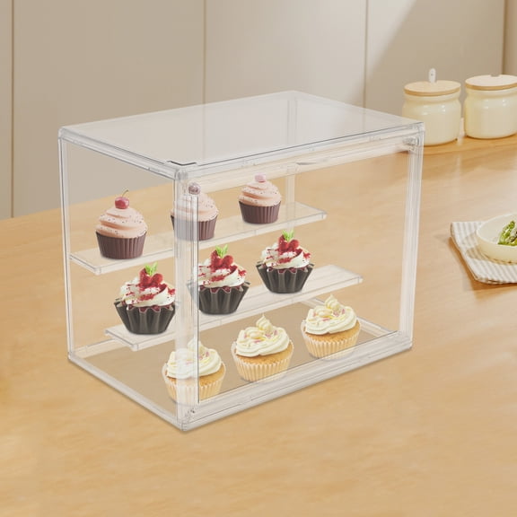 FOGGBET Tabletop Clear Display Case, 10kg/22.05lb Load Capacity, PET Storage Display Box for Cake Cupcake Bread