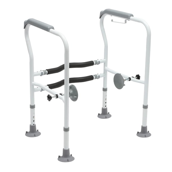 FOGGBET Toilet Safety Frame Support Rail Handrails Grab Bars Height Adjustable 25.6-30.71in for Elderly Handicap 330lbs,carbon steel frame,
