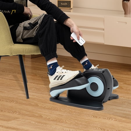 FOGGBET Under Desk Elliptical Trainer Machine Compact Elliptical Machine +Remote & LCD Blue